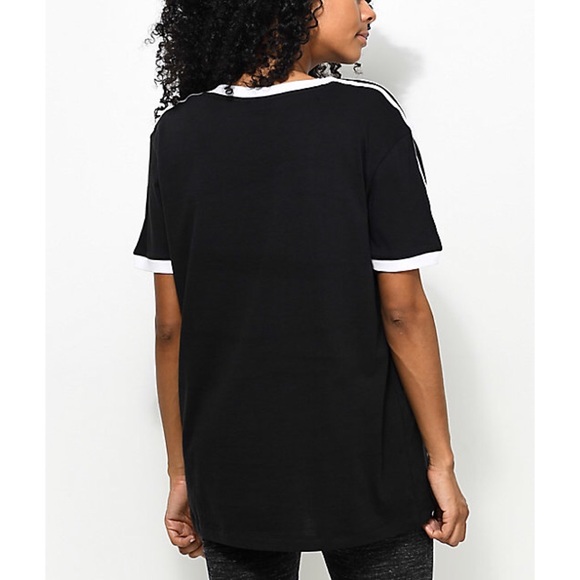 🖤 new adidas originals black 3 stripe T-shirt L - Picture 2 of 4